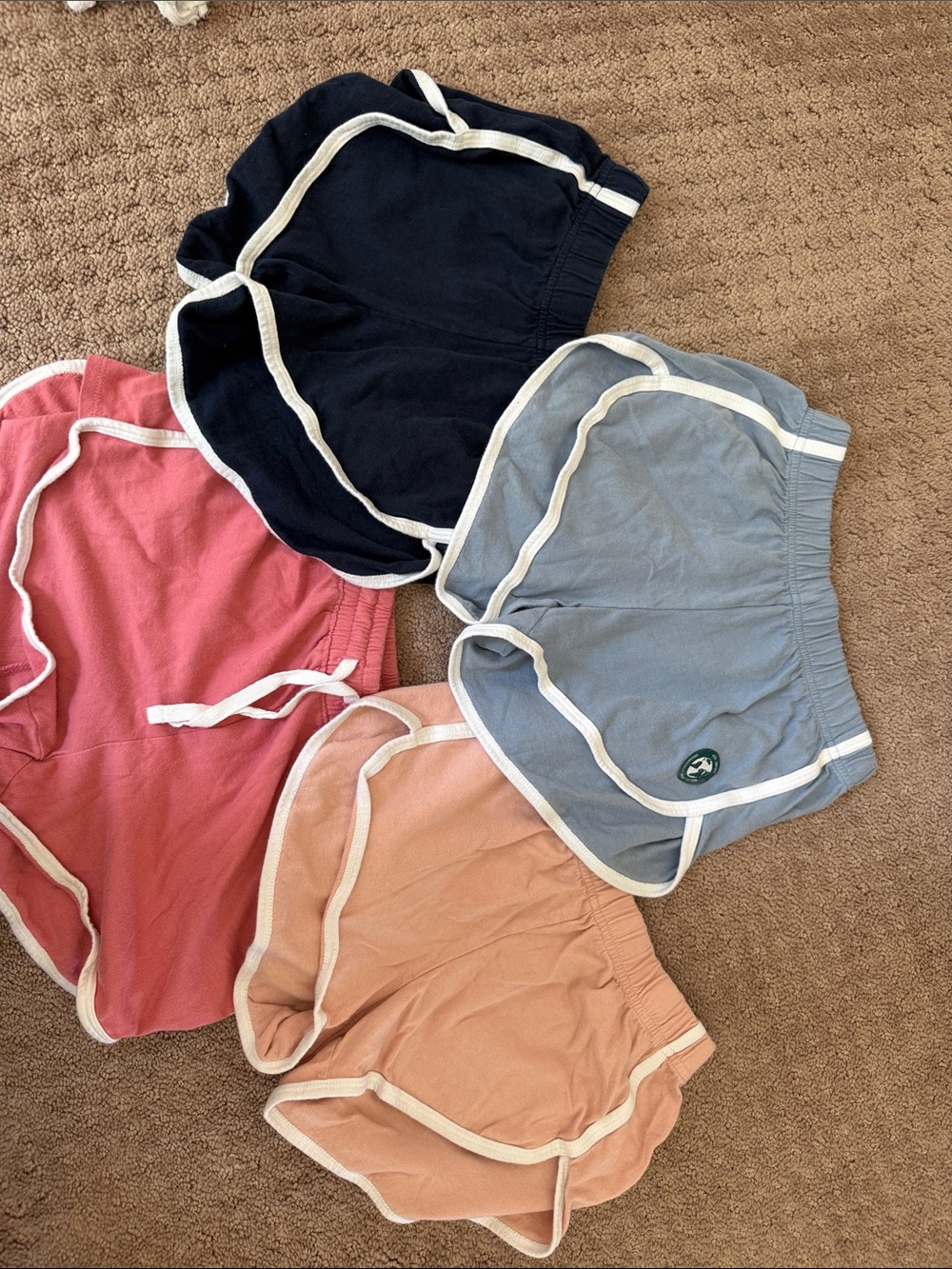 Aeropostale Women's 3-Pack Retro Runner Shorts - Navy, Dusty Blue, Peach